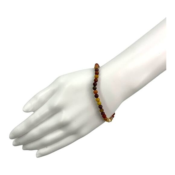 Brown Tan Neutral Beaded Stacking Stretch Bracelet - Picture 1 of 4